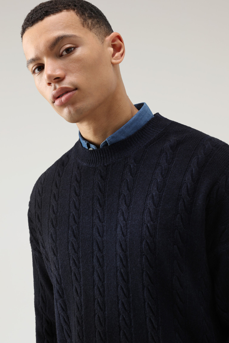 Dark Blue Woolrich Unisex Garment-Dyed Aran Men's Knitwear | 6095287-JT