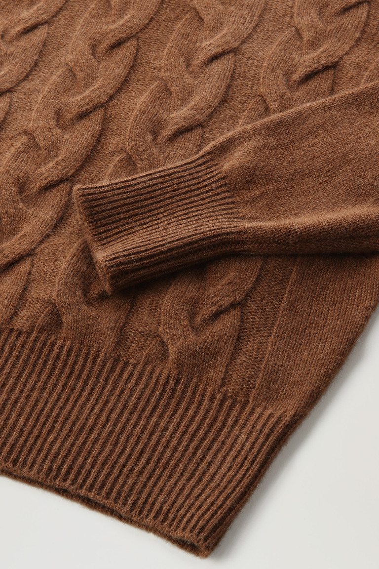 Dark Brown Woolrich Cashmere Cable-Knit Turtleneck Women's Sweaters | 6429501-JZ