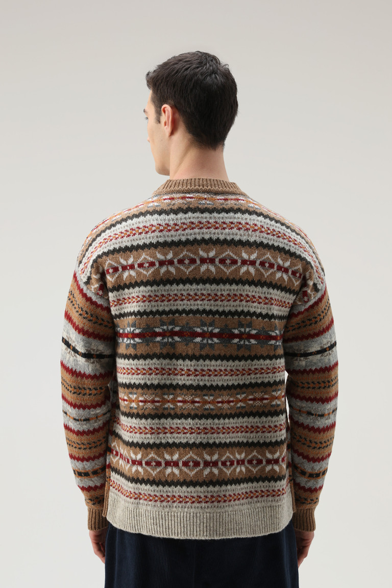 Dark Brown Woolrich Fair Isle Crewneck In Virgin Shetland Wool Men's T Shirts | 0345172-ZG