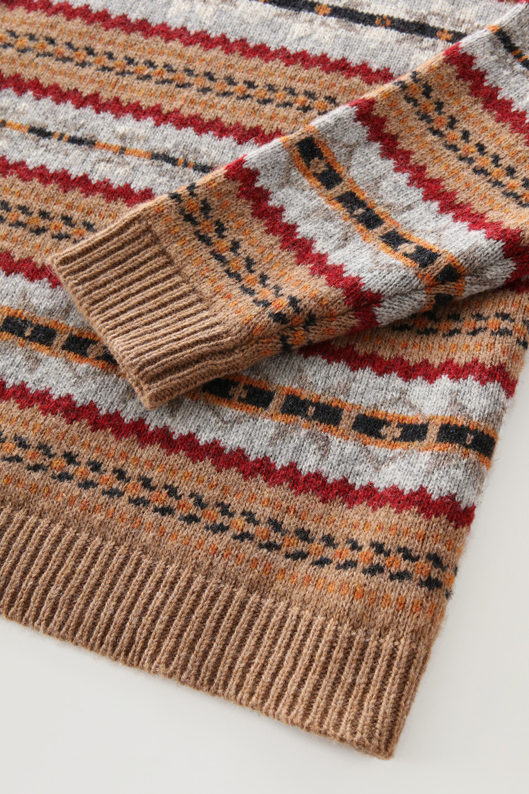 Dark Brown Woolrich Fair Isle Crewneck In Virgin Shetland Wool Men's T Shirts | 0345172-ZG