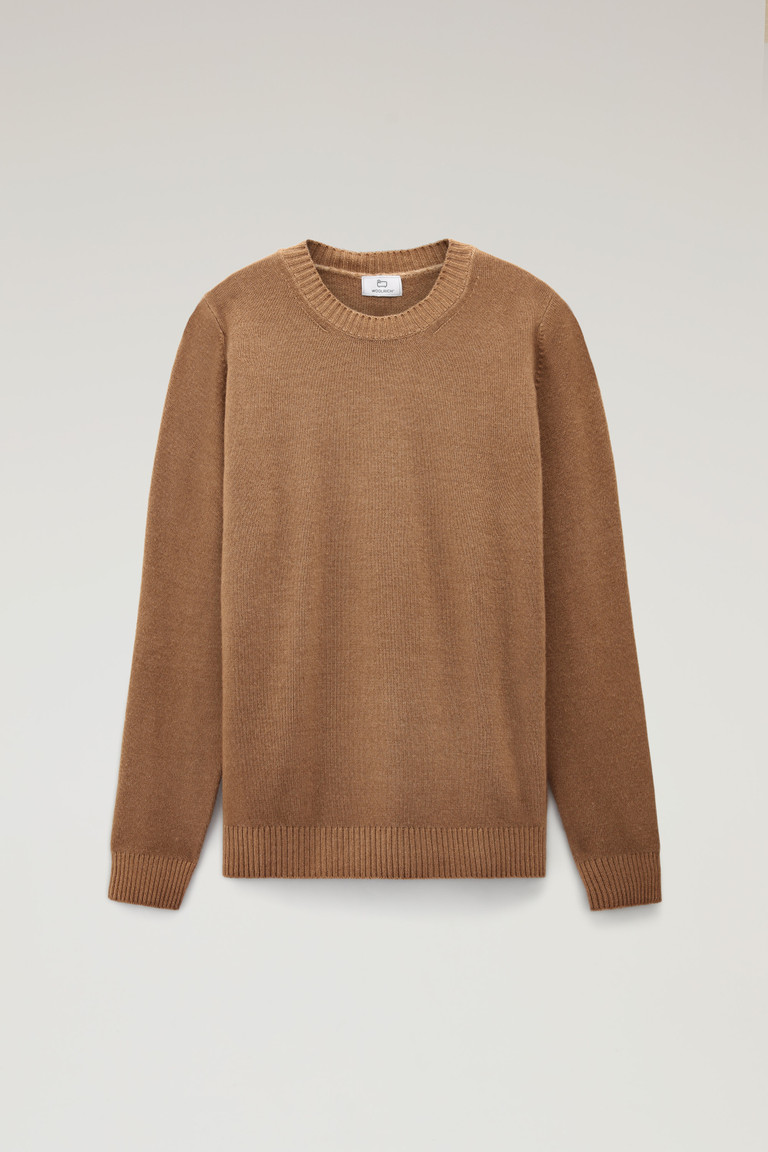 Dark Brown Woolrich Garment-Dyed Crewneck Virgin Wool Men's T Shirts | 7806952-FS