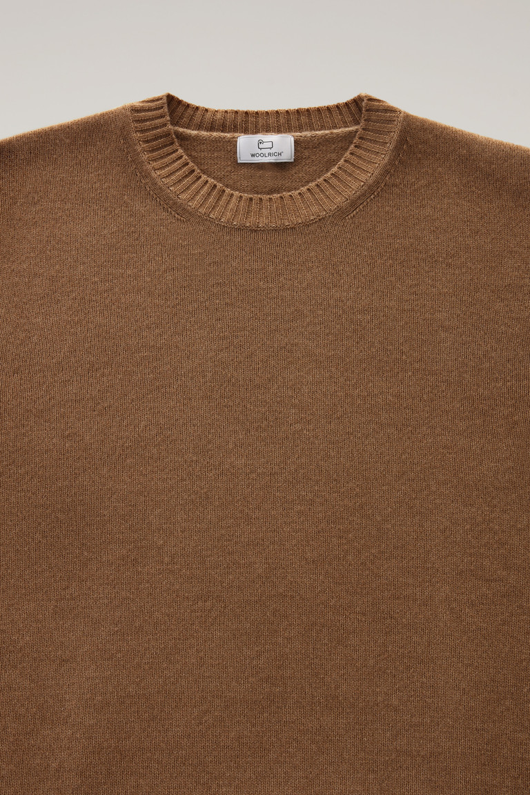 Dark Brown Woolrich Garment-Dyed Crewneck Virgin Wool Men's T Shirts | 7806952-FS