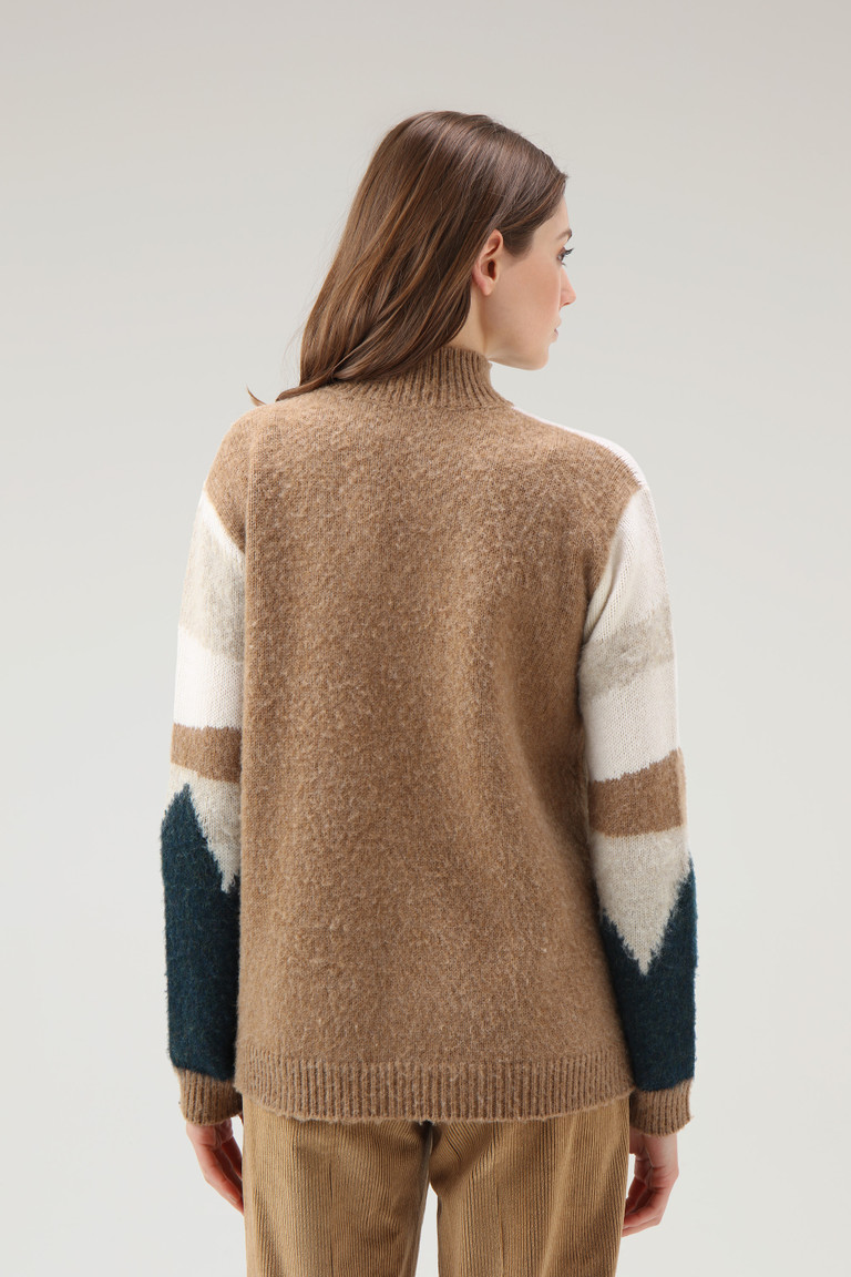 Dark Brown Woolrich Landscape Crewneck In Shetland Wool Women's Sweaters | 4963807-ID