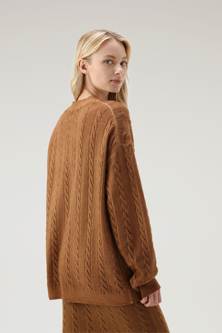 Dark Brown Woolrich Unisex Garment-Dyed Aran Women's Sweaters | 9304657-UP