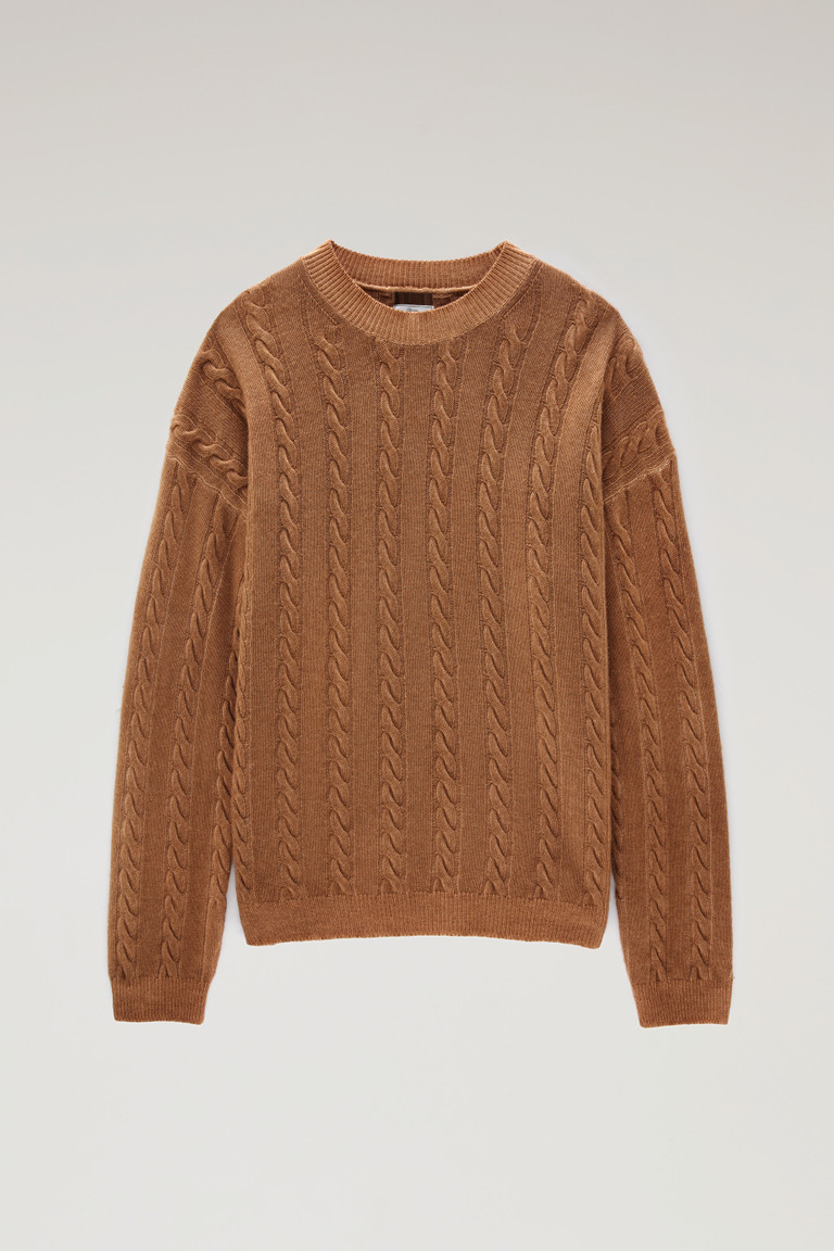 Dark Brown Woolrich Unisex Garment-Dyed Aran Women's Sweaters | 9304657-UP