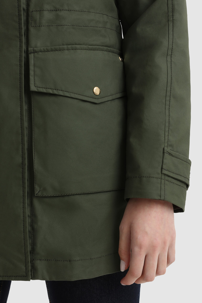 Dark Green Woolrich Conway 2-In-1 British Millerain Waxed Cotton Women's Jackets | 1029384-PM