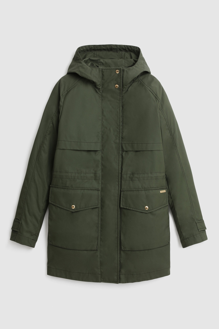 Dark Green Woolrich Conway 2-In-1 British Millerain Waxed Cotton Women's Jackets | 1029384-PM