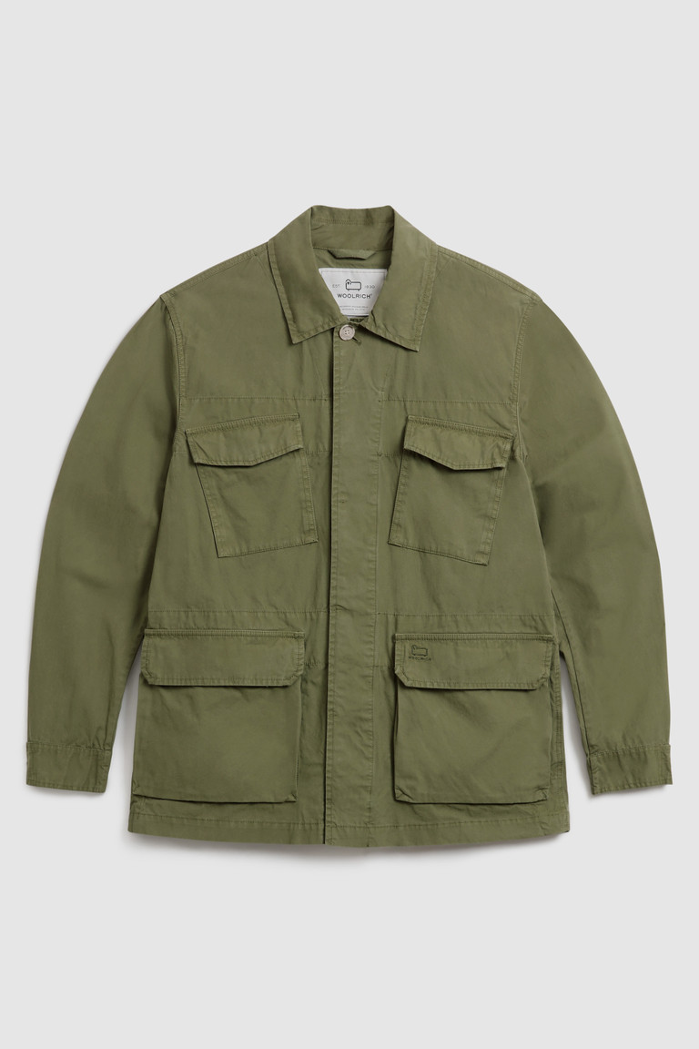 Dark Green Woolrich Crew Field In Soft Garment-Dyed Cotton Men's Jackets | 4870639-OD