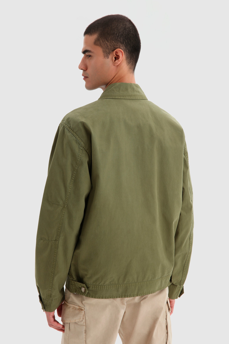 Dark Green Woolrich Crew In Soft Garment-Dyed Cotton Men's Jackets | 3976185-MR