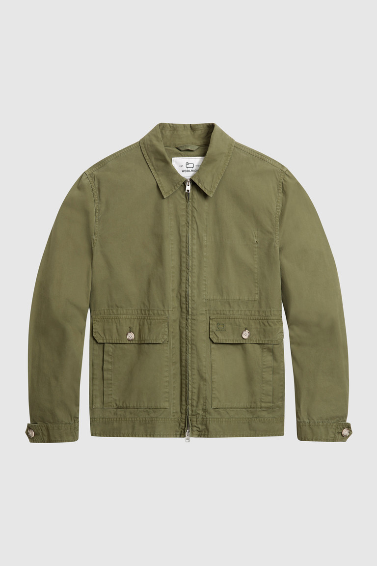 Dark Green Woolrich Crew In Soft Garment-Dyed Cotton Men's Jackets | 3976185-MR