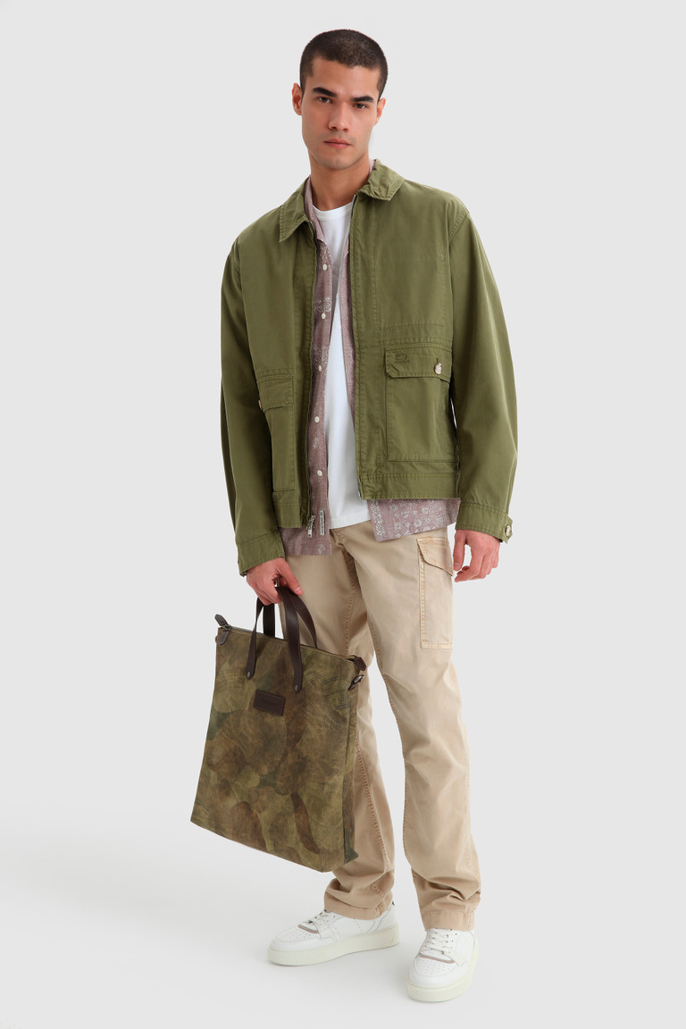 Dark Green Woolrich Crew In Soft Garment-Dyed Cotton Men\'s Jackets | 3976185-MR