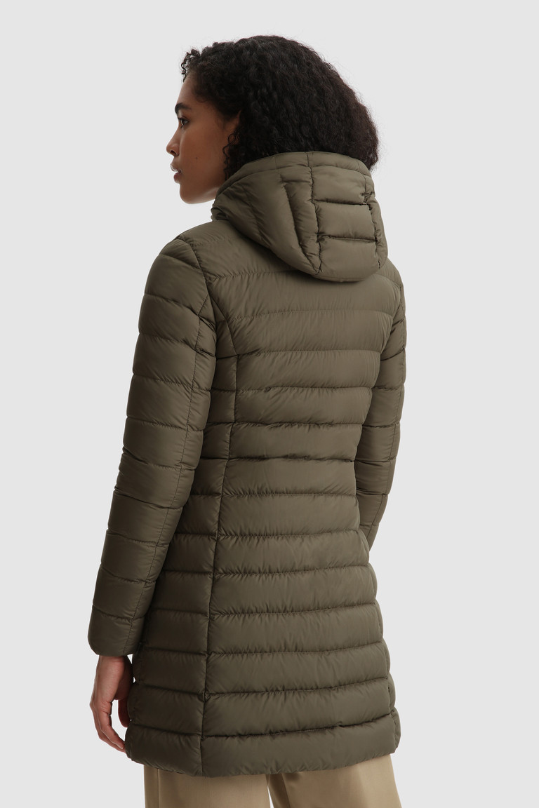 Dark Green Woolrich Ellis Quilted Long With Removable Fur Women's Down Jackets | 5471096-LV