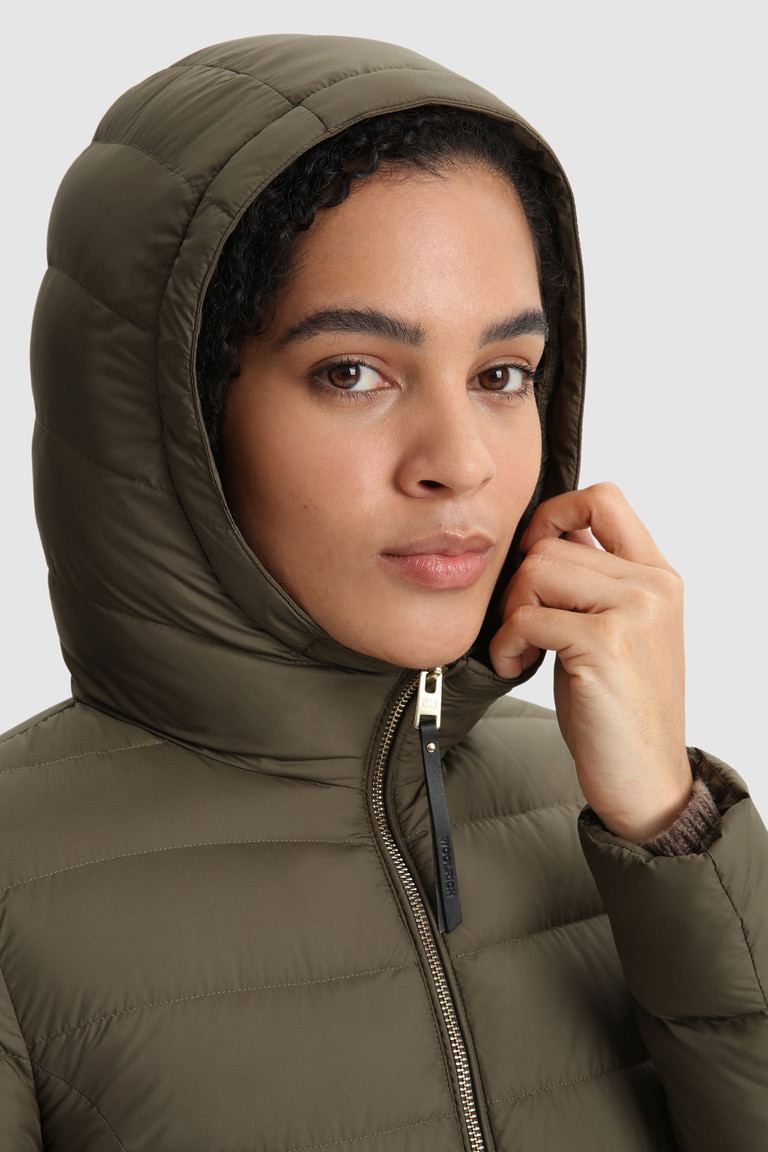 Dark Green Woolrich Ellis Quilted Long With Removable Fur Women's Down Jackets | 5471096-LV