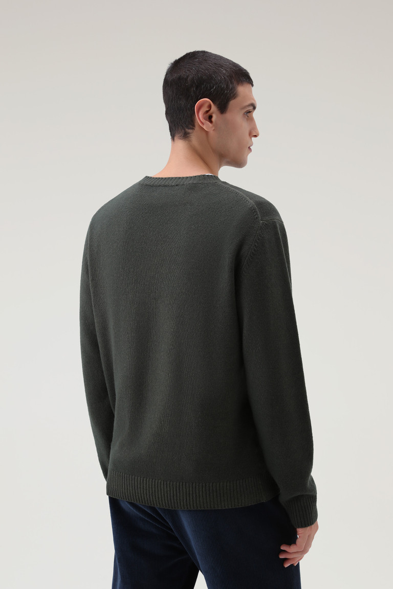 Dark Green Woolrich Garment-Dyed Crewneck Virgin Wool Men's T Shirts | 6510934-QH