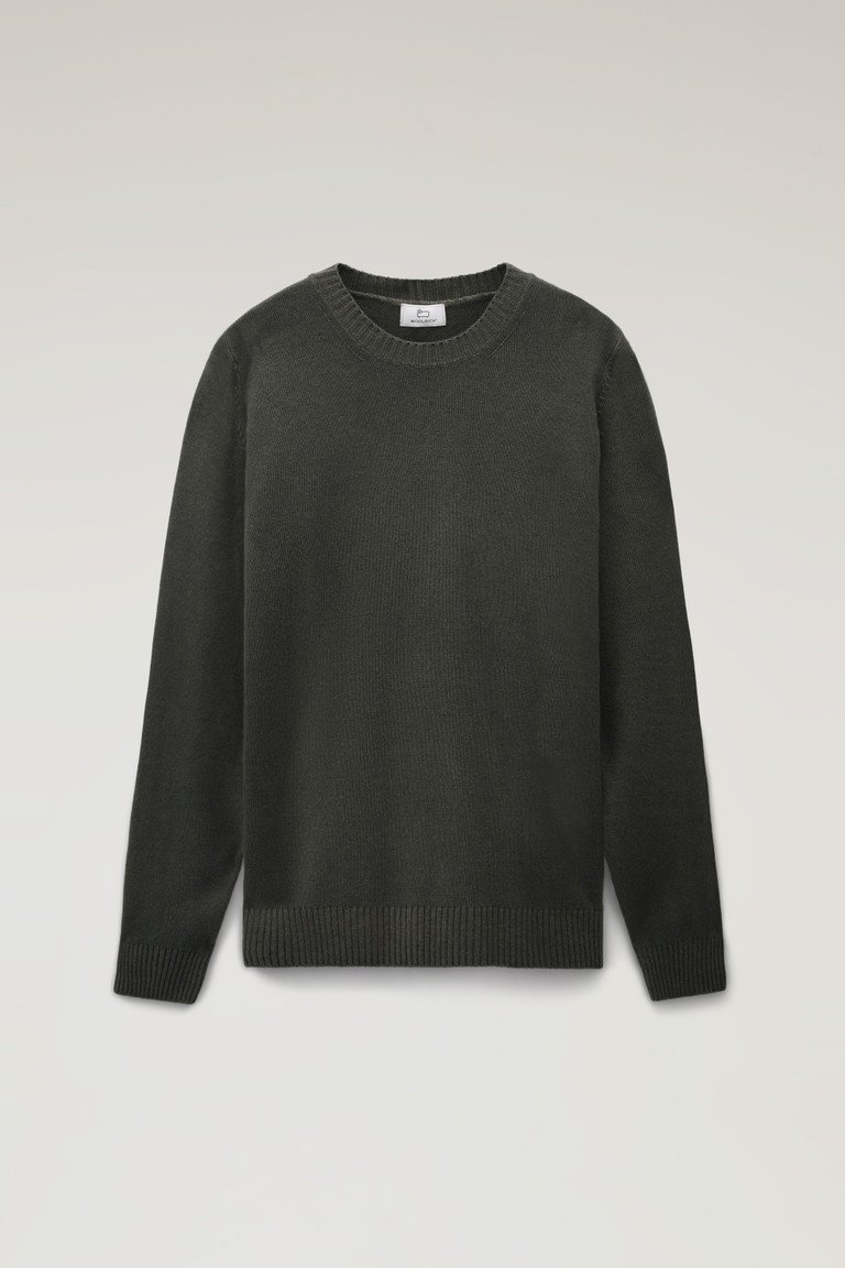 Dark Green Woolrich Garment-Dyed Crewneck Virgin Wool Men's T Shirts | 6510934-QH