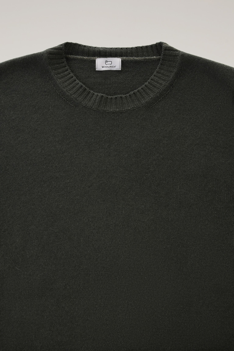 Dark Green Woolrich Garment-Dyed Crewneck Virgin Wool Men's T Shirts | 6510934-QH