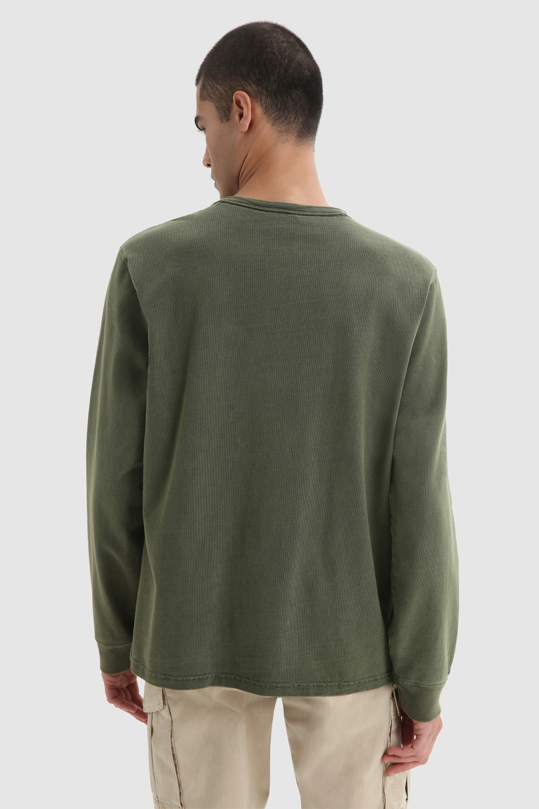 Dark Green Woolrich Long-Sleeve In Garment-Dyed Cotton Men's T Shirts | 5104736-RI