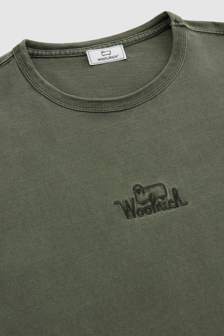 Dark Green Woolrich Long-Sleeve In Garment-Dyed Cotton Men's T Shirts | 5104736-RI