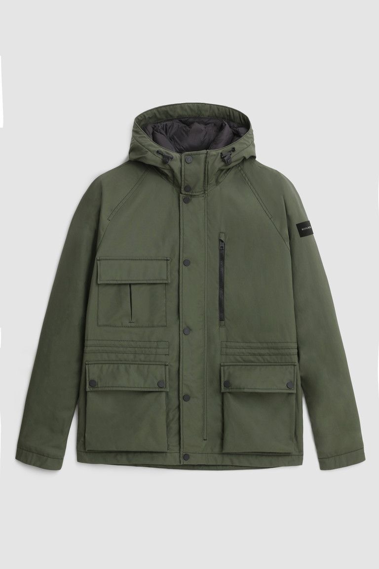 Dark Green Woolrich Mountain In British Millerain Waxed Cotton Men's Jackets | 4126857-MT