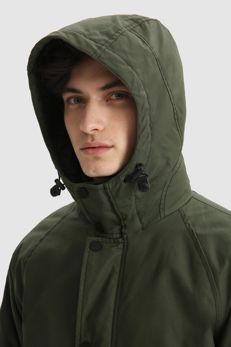 Dark Green Woolrich Polar In British Millerain Waxed Cotton Men's Parka Jackets | 2536198-XI