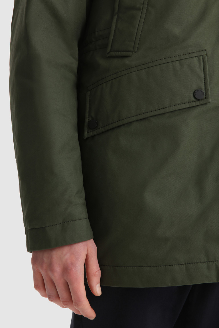 Dark Green Woolrich Polar In British Millerain Waxed Cotton Men's Parka Jackets | 2536198-XI