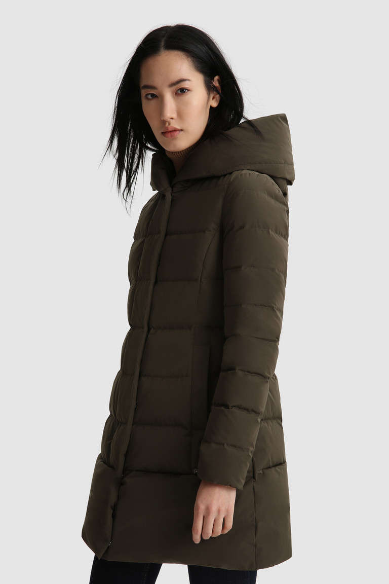 Dark Green Woolrich Prescott With Horizontal Quilting Women's Down Jackets | 5740238-KR