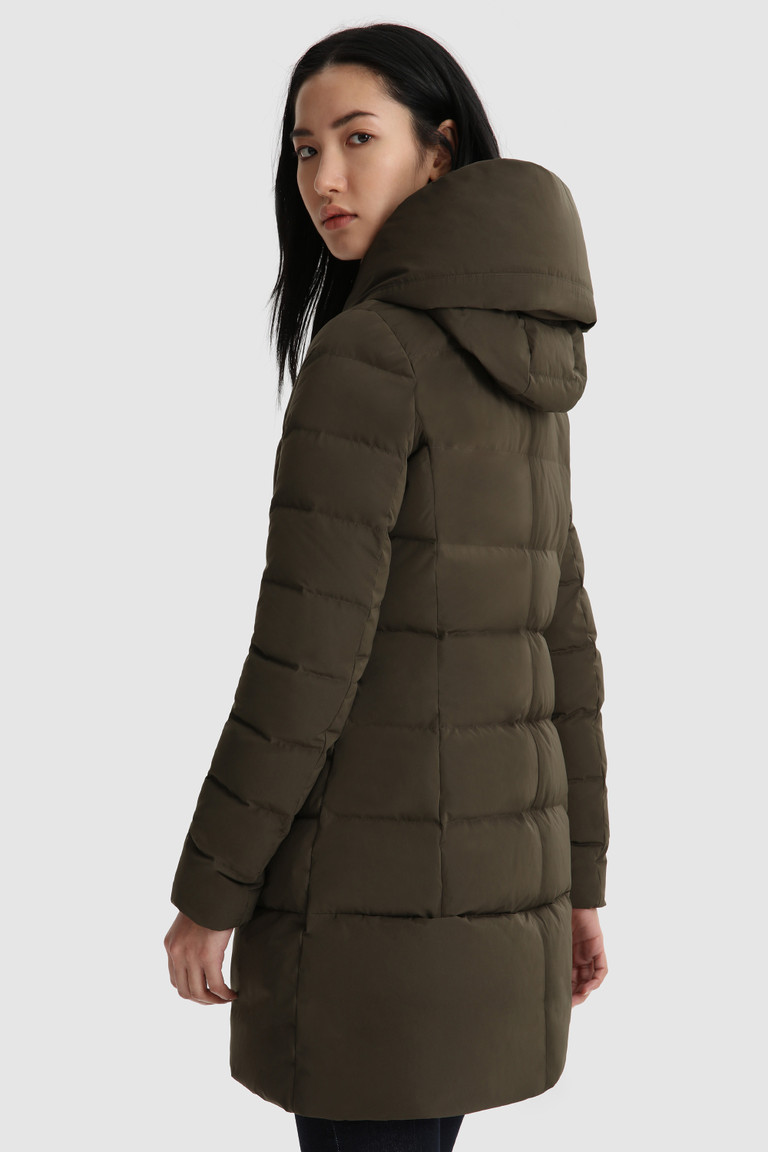 Dark Green Woolrich Prescott With Horizontal Quilting Women's Down Jackets | 5740238-KR