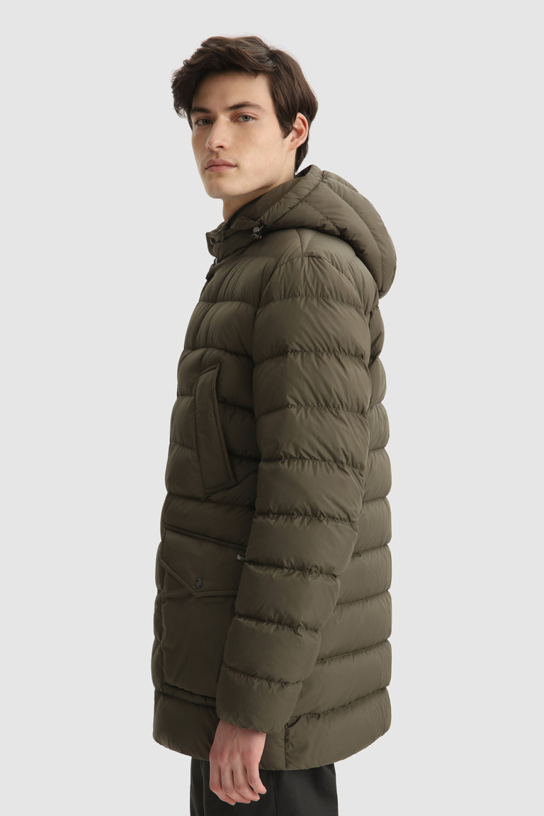 Dark Green Woolrich Sierra Quilted With Removable Hood Men's Down Jackets | 3590216-RW