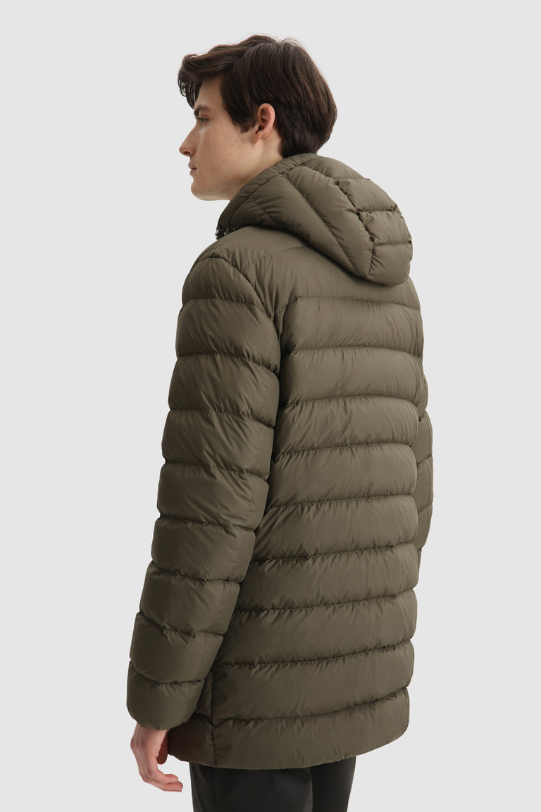 Dark Green Woolrich Sierra Quilted With Removable Hood Men's Down Jackets | 3590216-RW