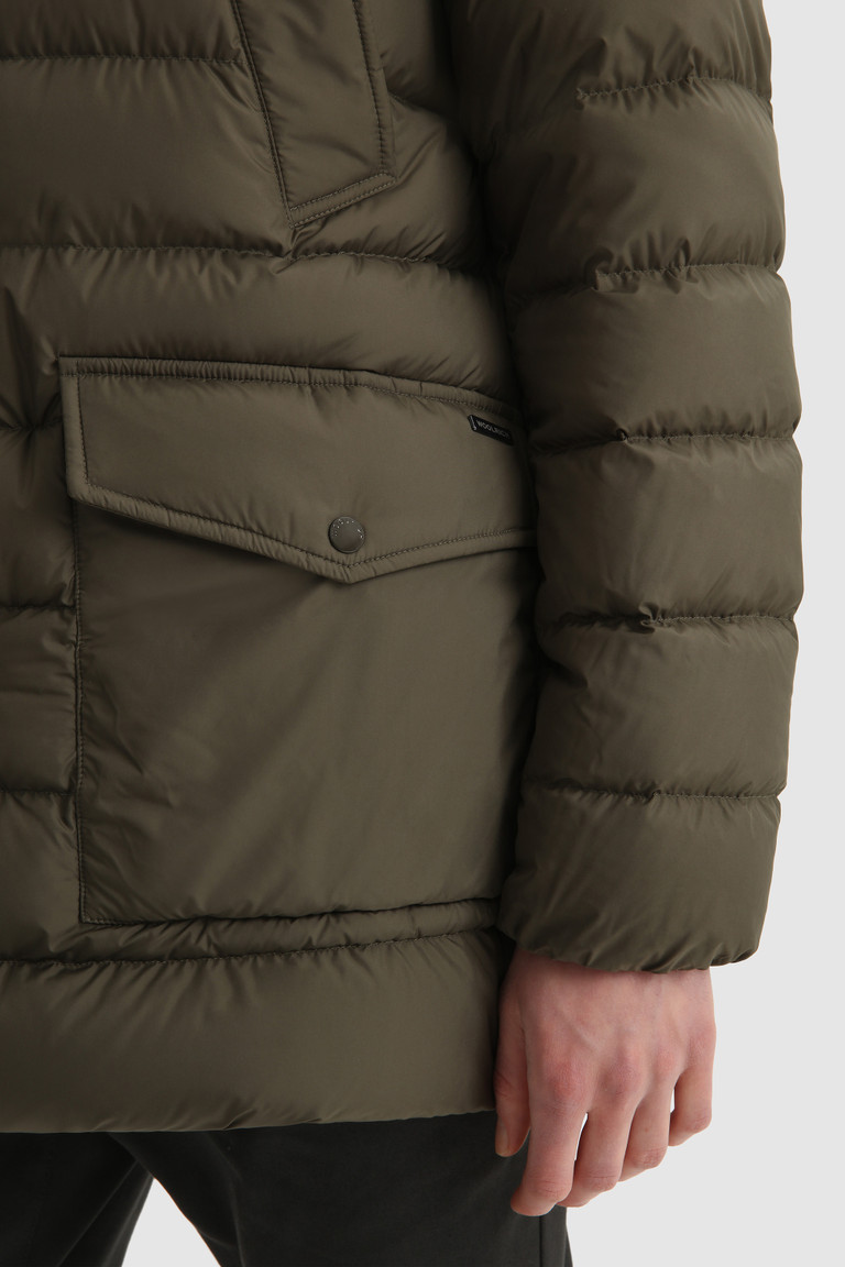 Dark Green Woolrich Sierra Quilted With Removable Hood Men's Down Jackets | 3590216-RW