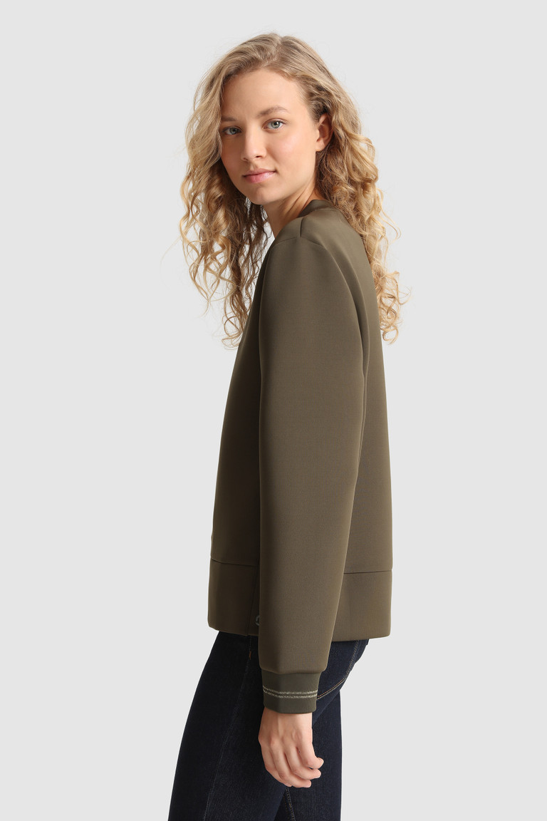 Dark Green Woolrich Stretch With Side Opening Women's Sweatshirts | 3147092-WB