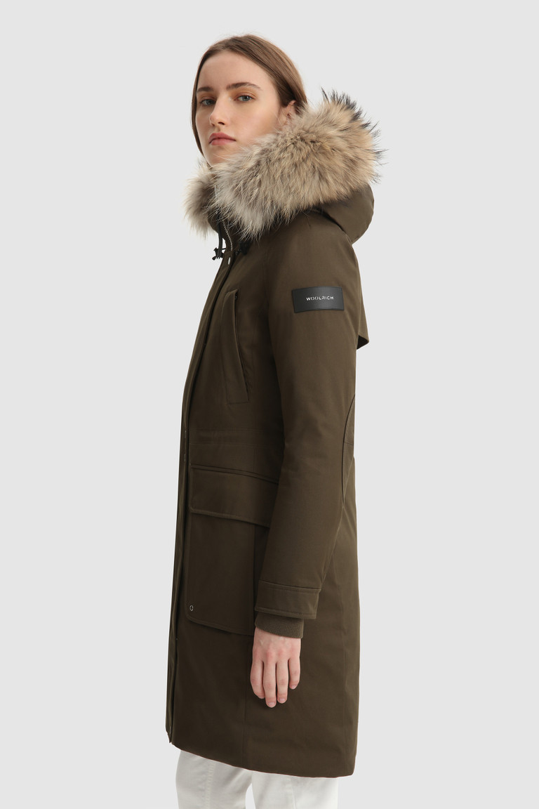 Dark Green Woolrich Yetna Long With Removable Fur Women's Parka Jackets | 6190543-UT