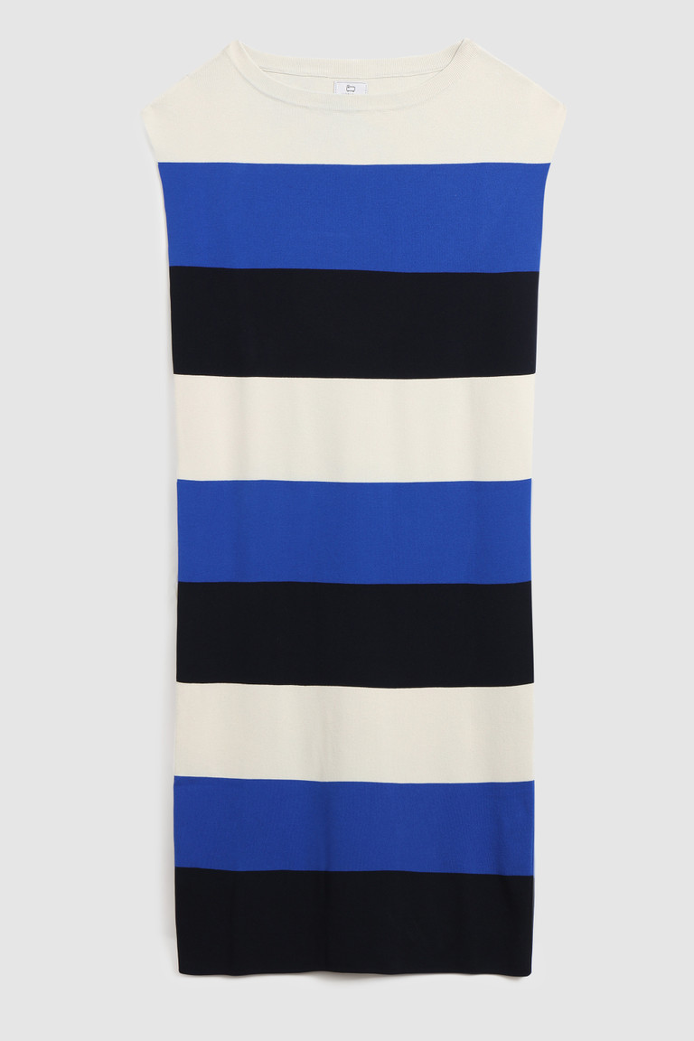 Deep Royal Stripes Woolrich Long Knitted Women's Dress | 9760423-XL