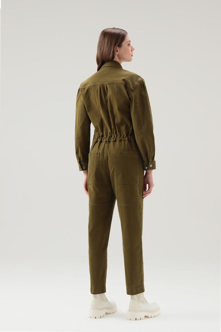 Green Woolrich Cotton Twill Jumpsuit Women's Dress | 6072145-XO