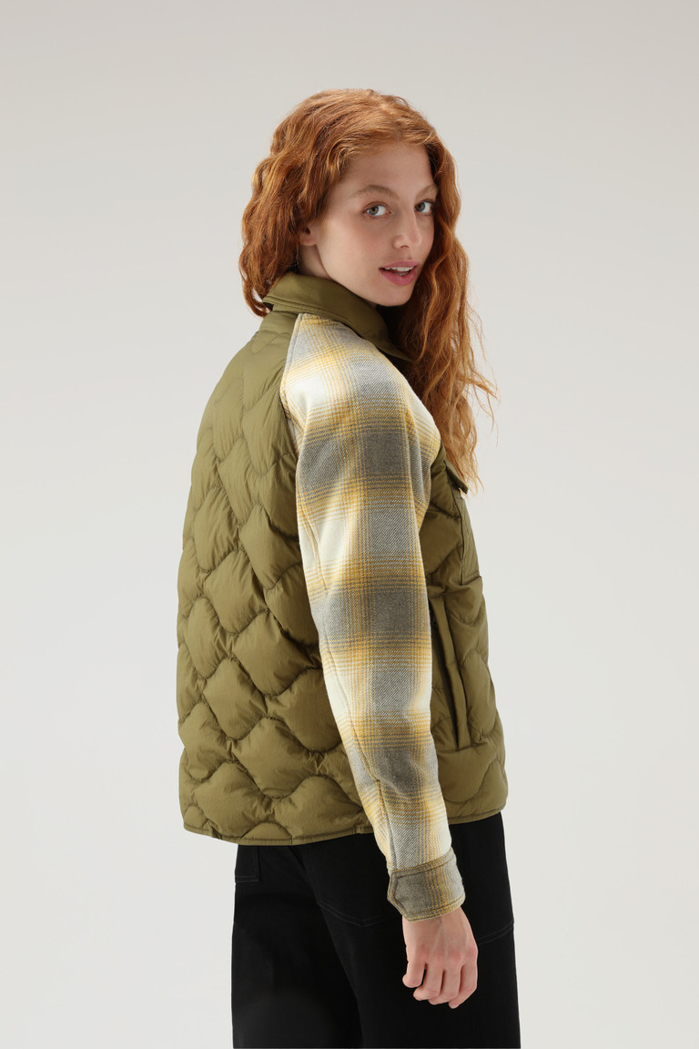 Green Woolrich Crinkle Nylon Alba Overwith Wool Sleeves Women's Jackets | 5346078-CY