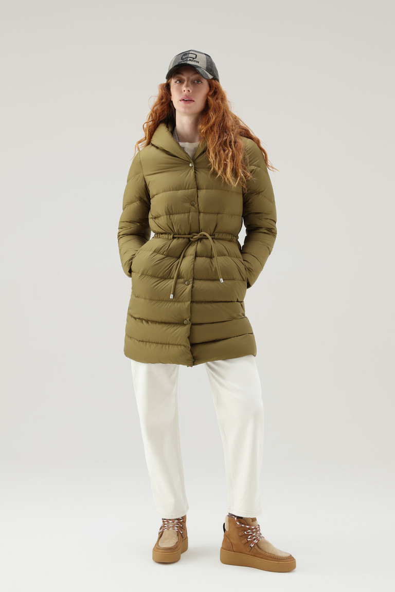 Green Woolrich Ellis Long Microfiber Down Women\'s Coats | 9065342-HW