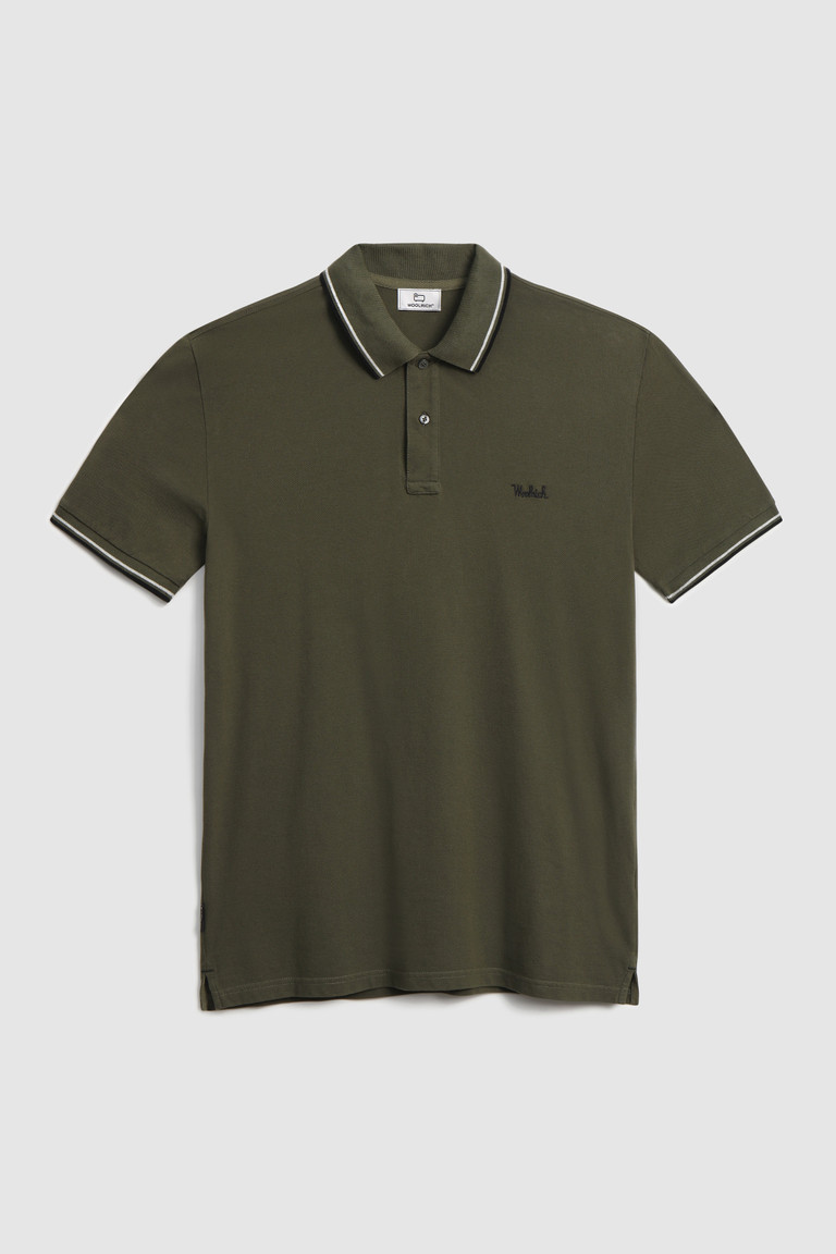 Green Woolrich Monterey Polo In Stretch Cotton Piquet Men's T Shirts | 8530971-HE