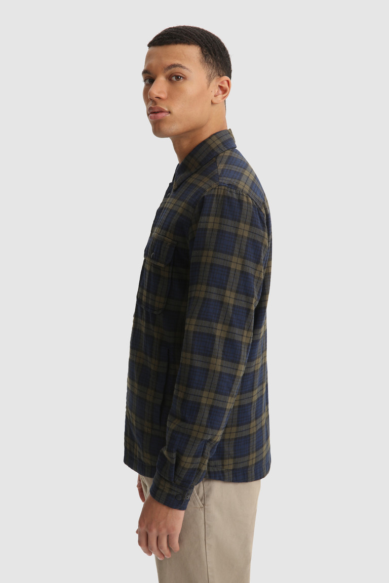 Green Woolrich Padded Madras Overshirt Men's Shirts | 7389652-RF