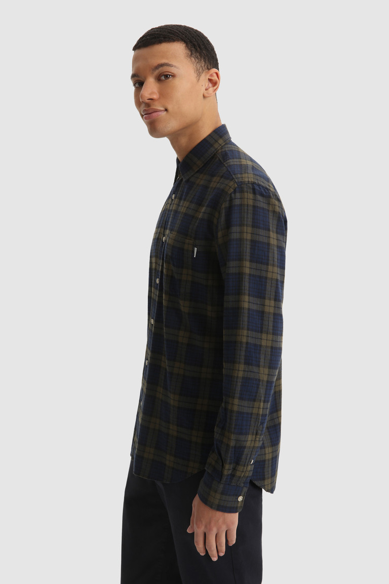 Green Woolrich Traditional Madras Cotton Flannel Men's Shirts | 4381950-OL