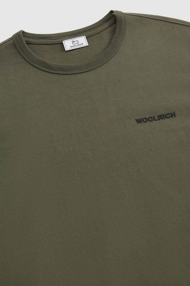 Green Woolrich With Back Print Men's T Shirts | 4180935-EY