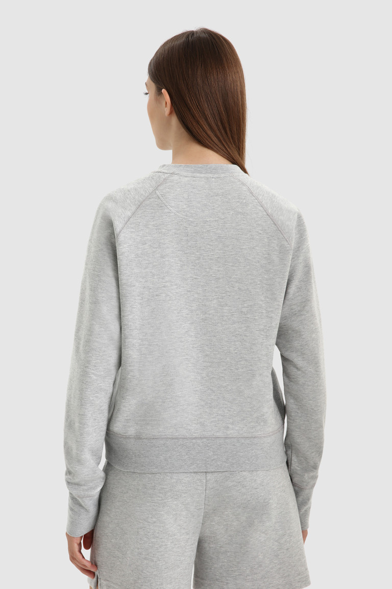 Grey Woolrich American Crewneck With Embroidered Logo Women's Sweatshirts | 2498710-UE