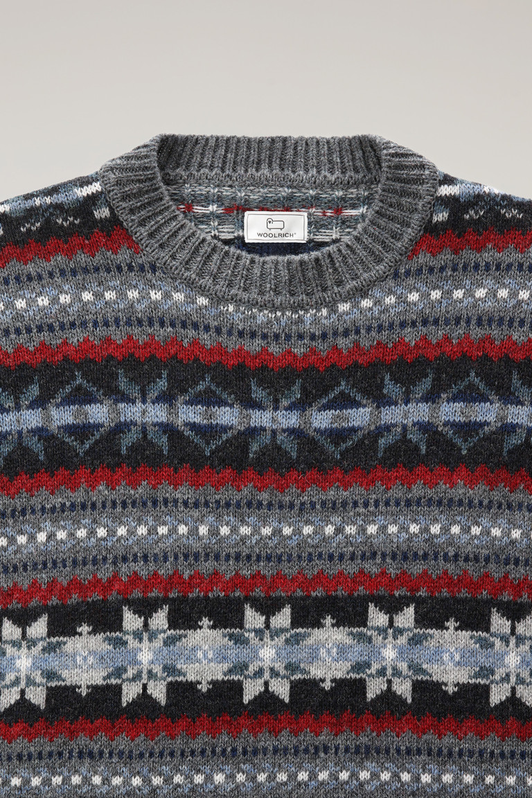 Grey Woolrich Fair Isle Crewneck In Virgin Shetland Wool Men's T Shirts | 9723861-XS