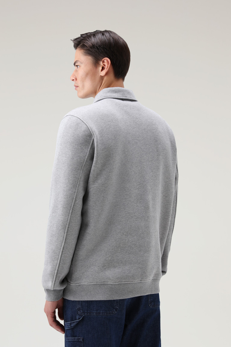 Grey Woolrich Half-Zip Long Sleeves Polo In Organic Cotton Fleece Men's Sweatshirts | 0723654-GS