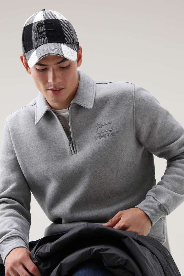 Grey Woolrich Half-Zip Long Sleeves Polo In Organic Cotton Fleece Men's Sweatshirts | 0723654-GS