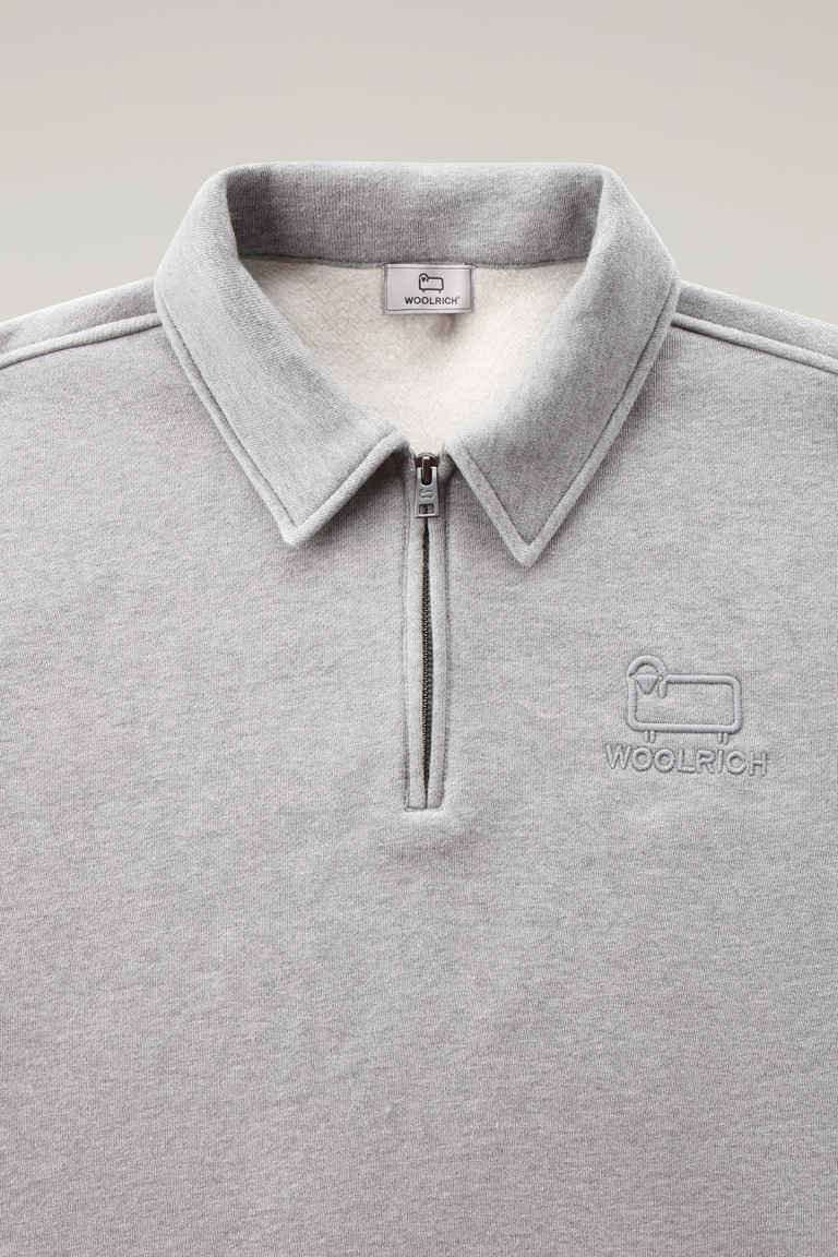 Grey Woolrich Half-Zip Long Sleeves Polo In Organic Cotton Fleece Men's Sweatshirts | 0723654-GS