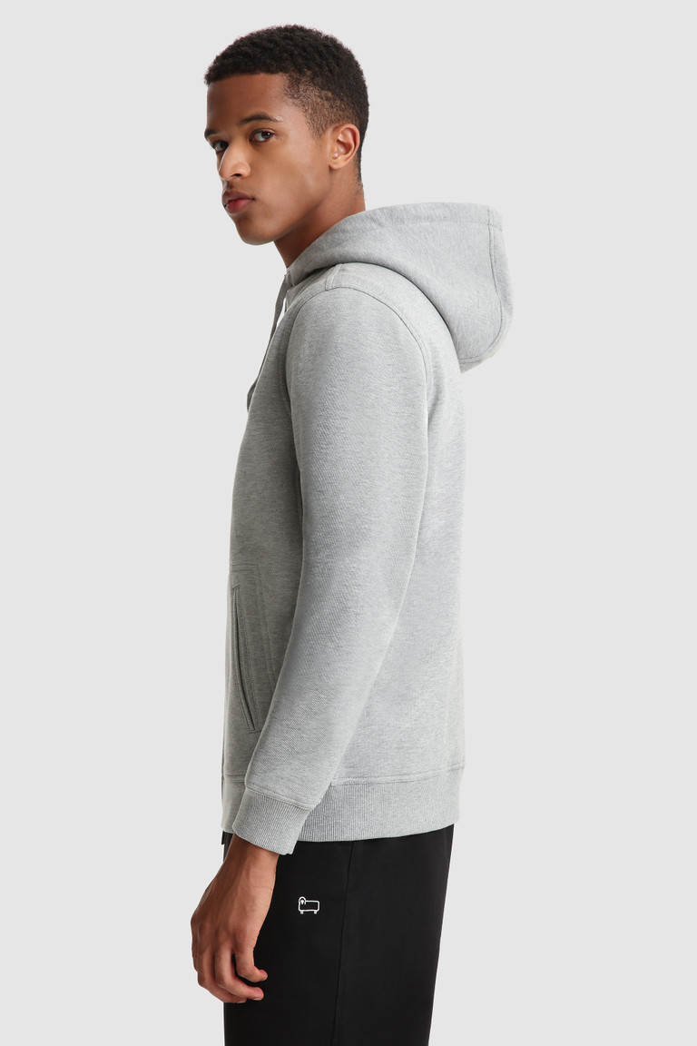 Grey Woolrich Luxe Full-Zip Hoodie Men's Sweatshirts | 2615379-TK