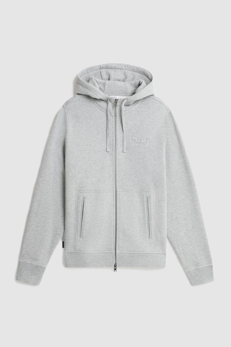 Grey Woolrich Luxe Full-Zip Hoodie Men's Sweatshirts | 2615379-TK