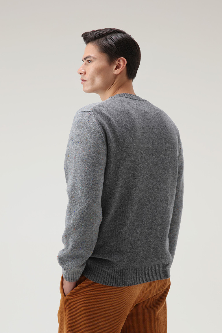 Grey Woolrich Merino Virgin Wool Crewneck With Tweed-Effect Men's Knitwear | 9842506-BQ