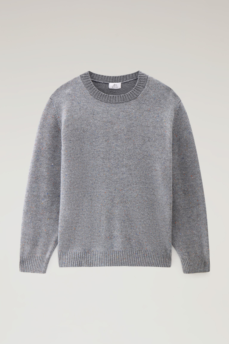 Grey Woolrich Merino Virgin Wool Crewneck With Tweed-Effect Men's Knitwear | 9842506-BQ