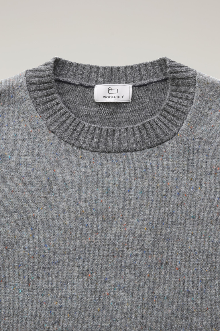 Grey Woolrich Merino Virgin Wool Crewneck With Tweed-Effect Men's Knitwear | 9842506-BQ